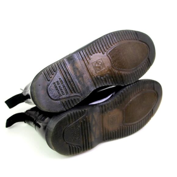 Dr. Martens SHINY BLACK LEATHER LOW HEEL LACE UP ROUND TOE ANKLE BOOTS Sz 7/38 - Picture 7 of 11